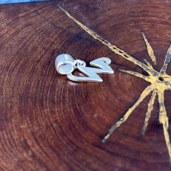 Sterling Silver Initial W Charm with Rhinestones Vintage jewelry supply - Picture 6 of 8